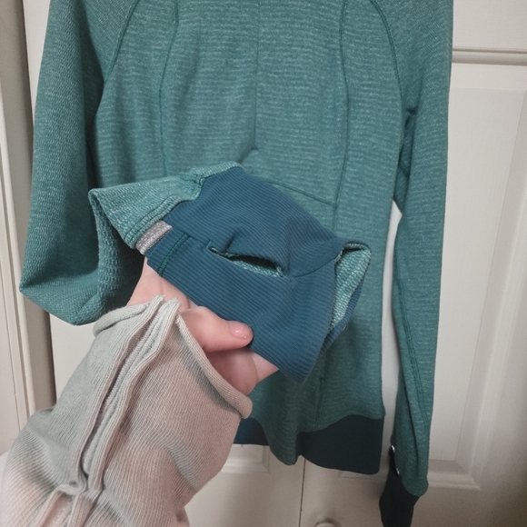 Lululemon Runderful 1/2 Zip Mini Check Pique Hunter/Heathered Green/Teal Size 6 - Picture 3 of 9